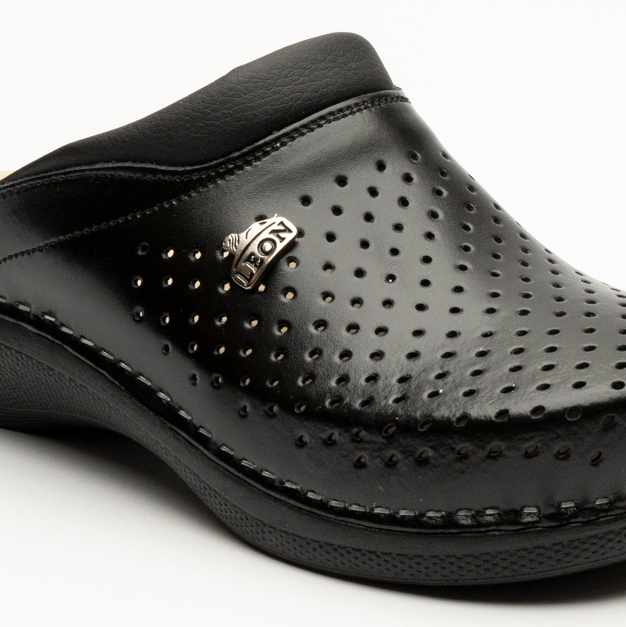 Klassiska Dam Läder Clogs - Svart