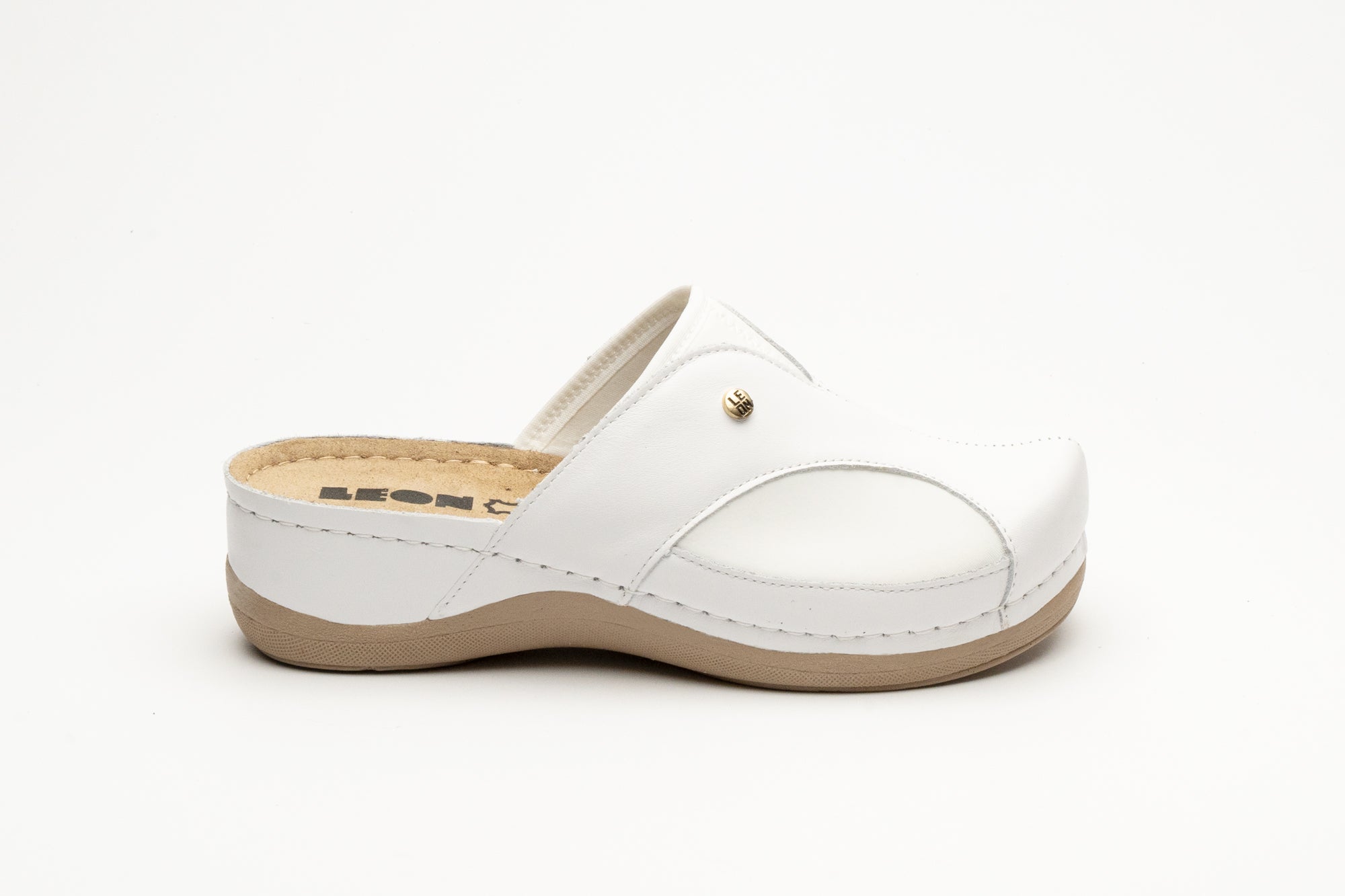 Aria Dam Läder Clogs - Vit