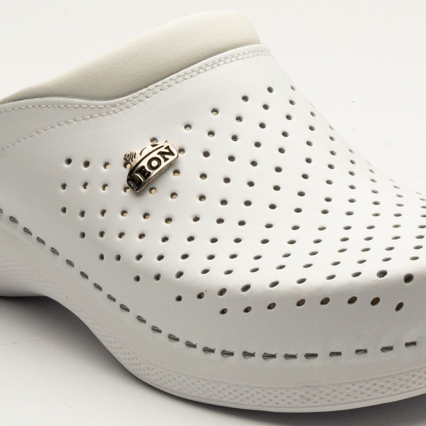 Klassiska Dam Läder Clogs - Vit