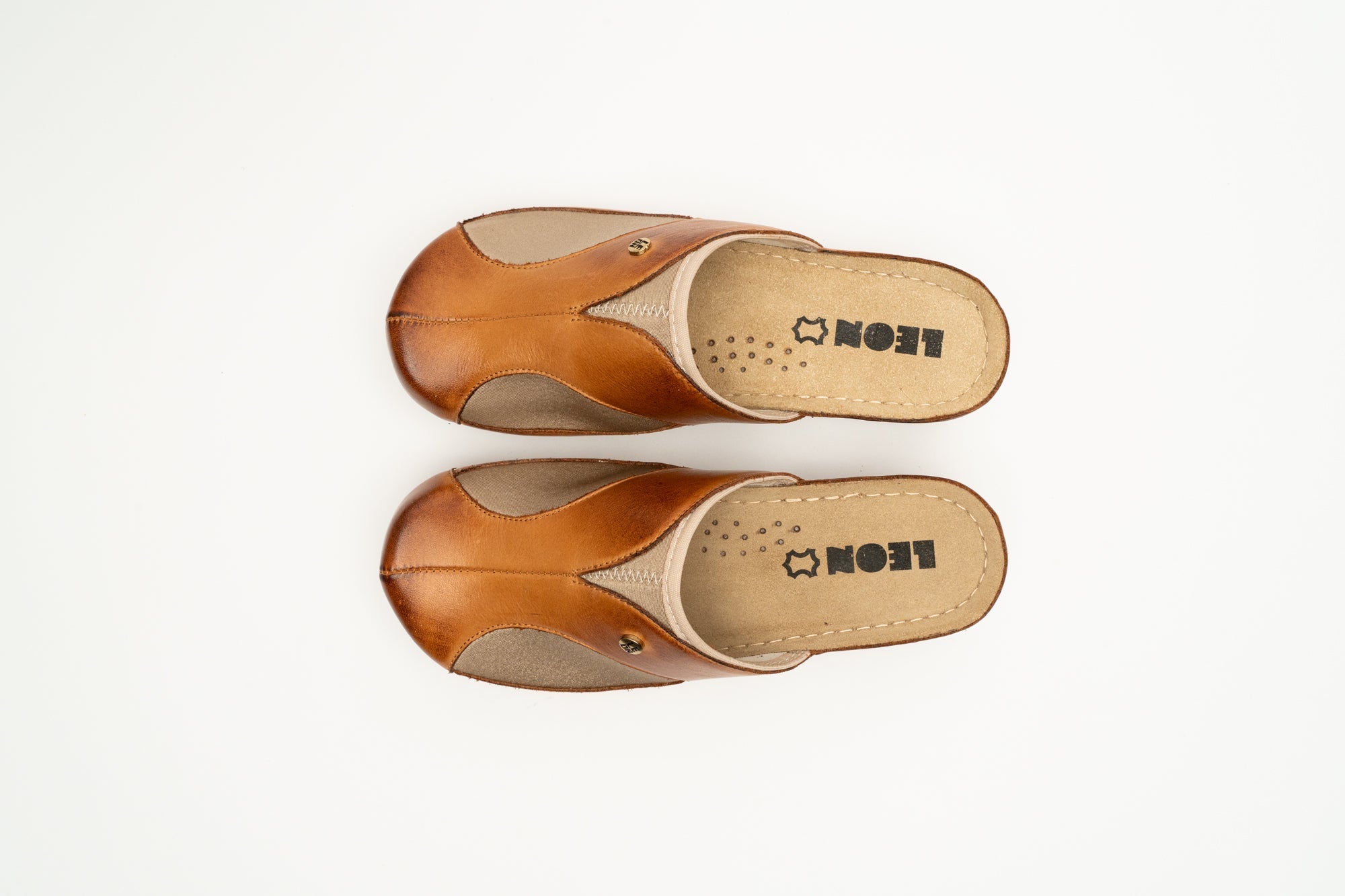 Aria - Dam Läder Clogs - Brun