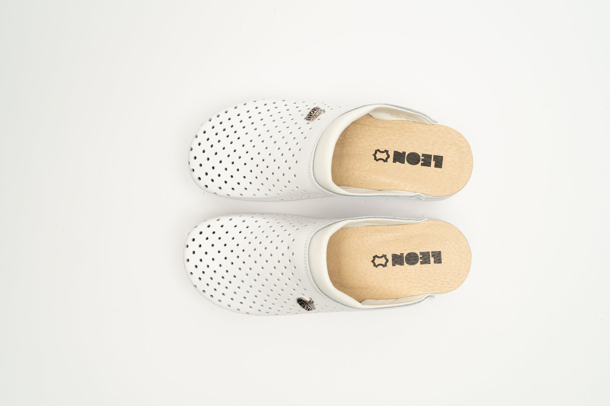 Klassiska Dam Läder Clogs - Vit