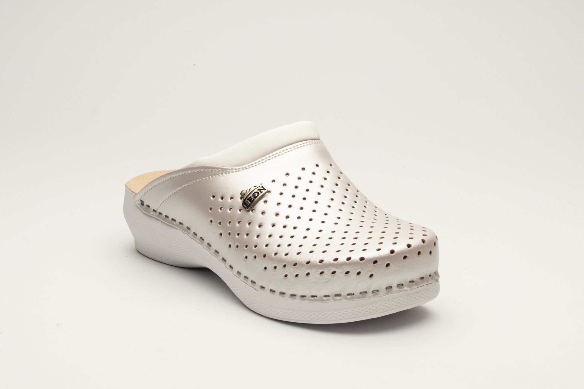 Klassiska Dam Läder Clogs - Pärlemor