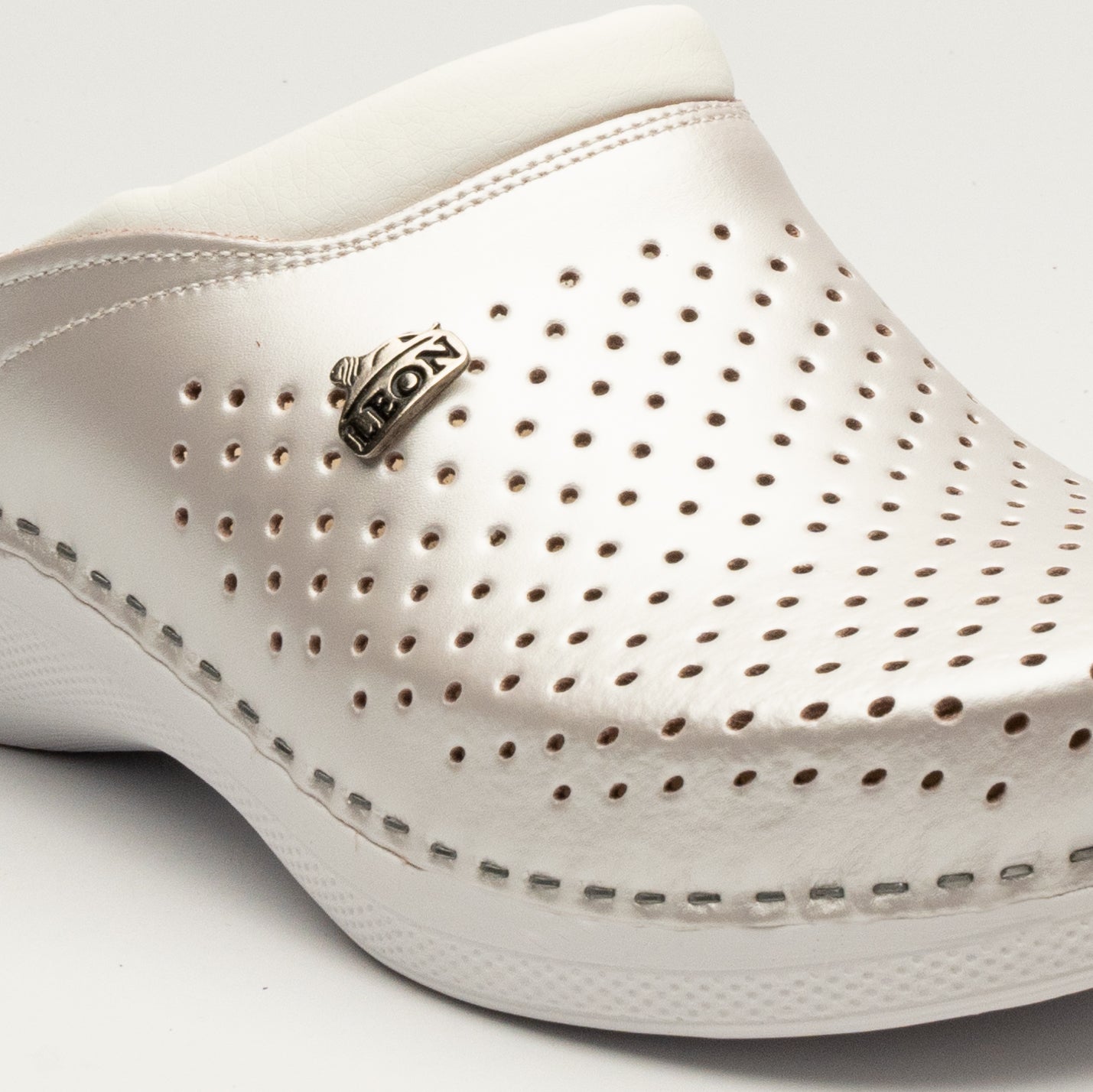 Klassiska Dam Läder Clogs - Pärlemor