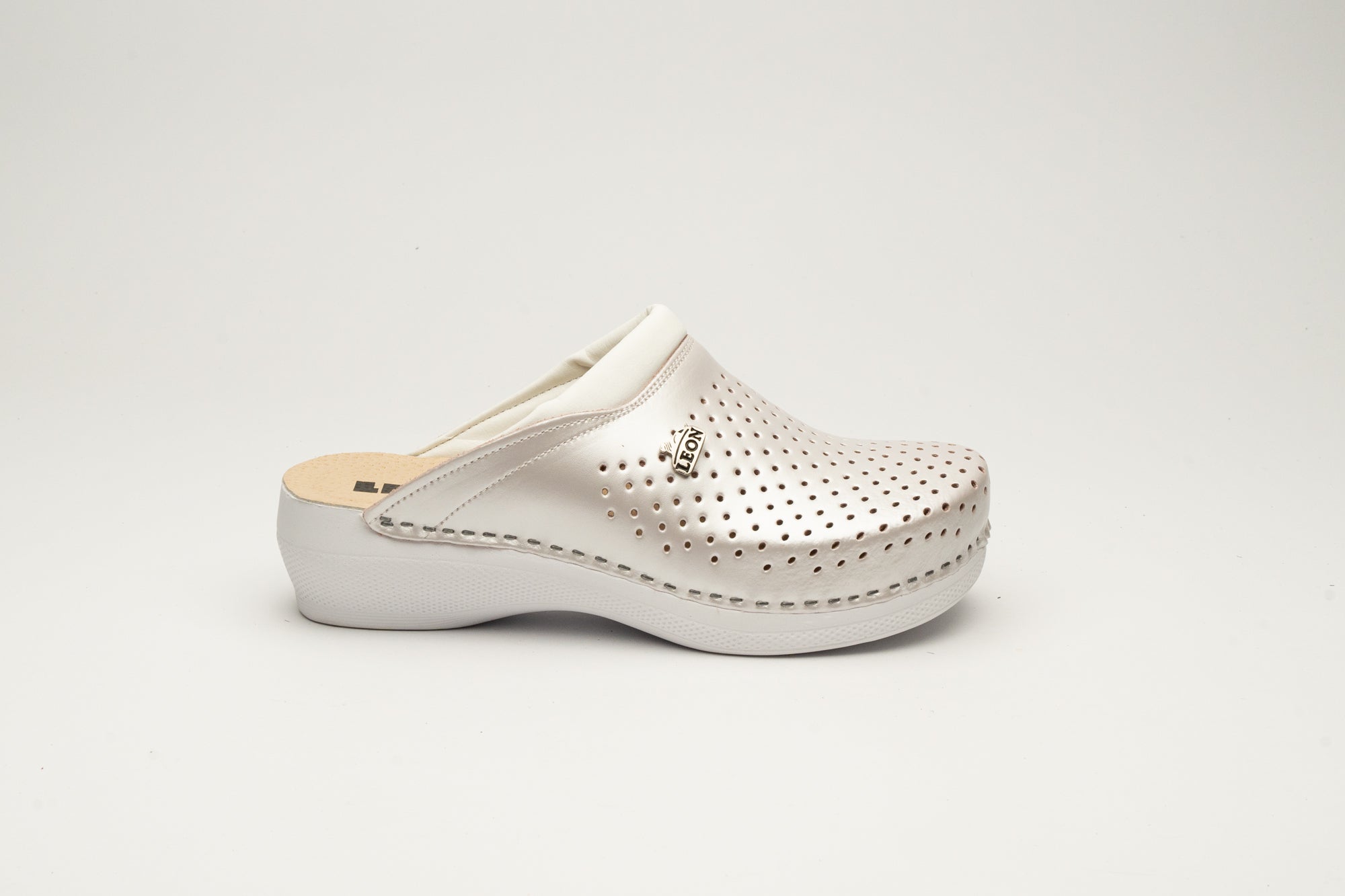 Klassiska Dam Läder Clogs - Pärlemor