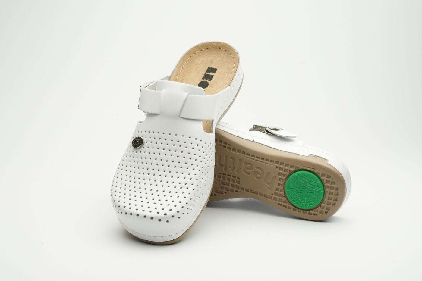 Leona - Dam Läder Clogs - Vit