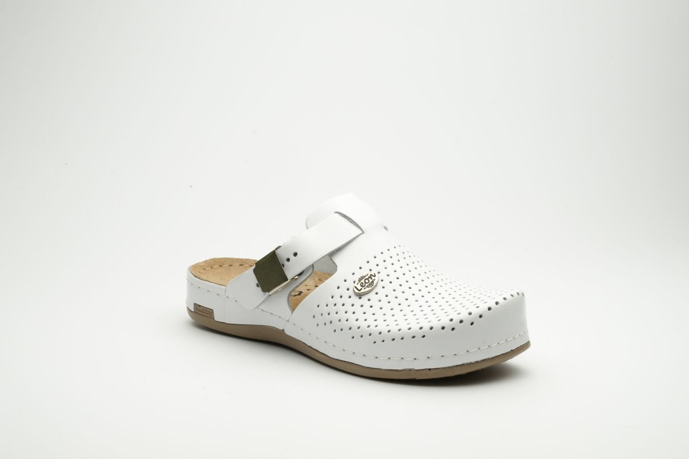 Leona - Dam Läder Clogs - Vit