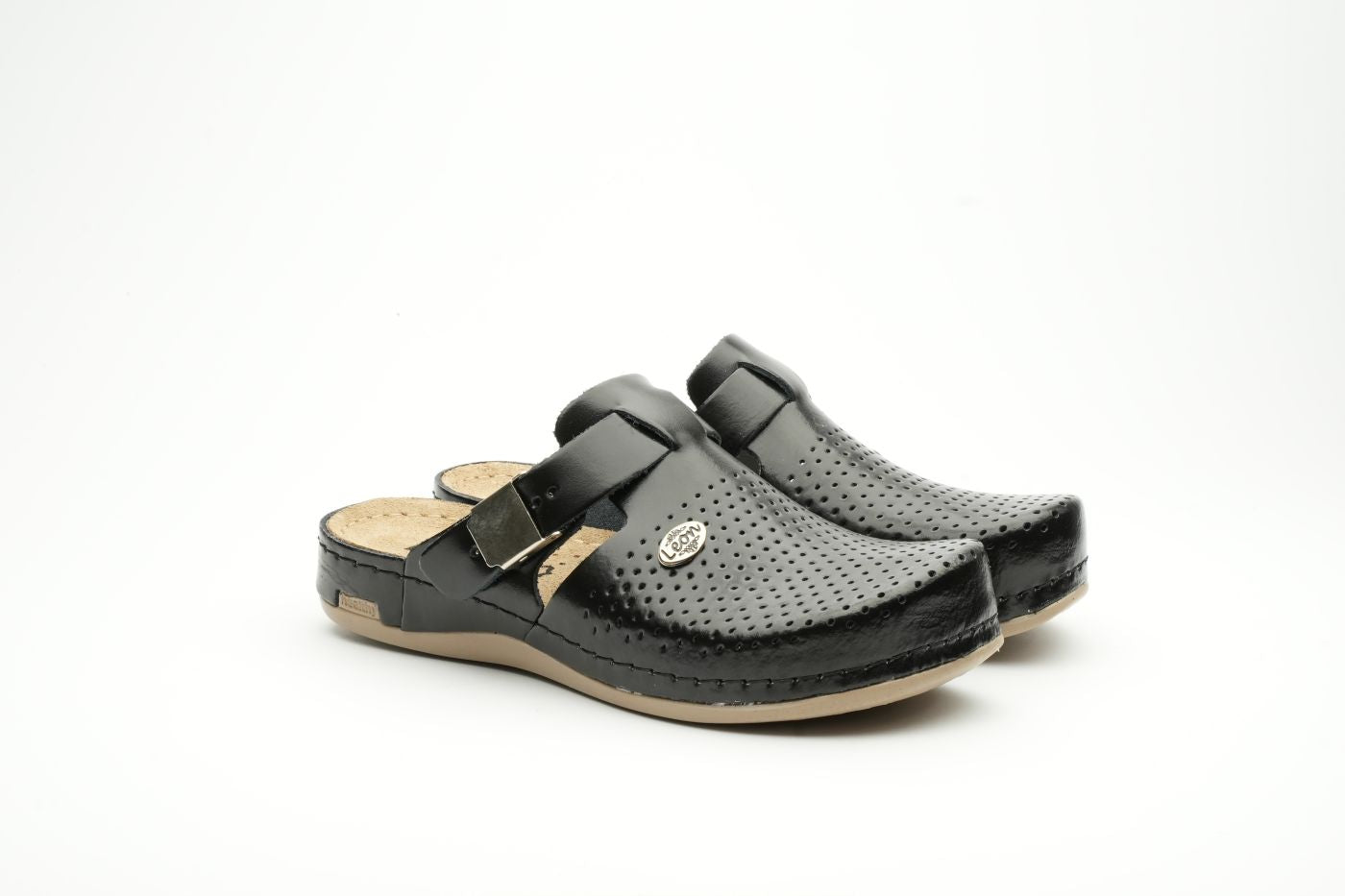 Leona Dam Läder Clogs - Svart