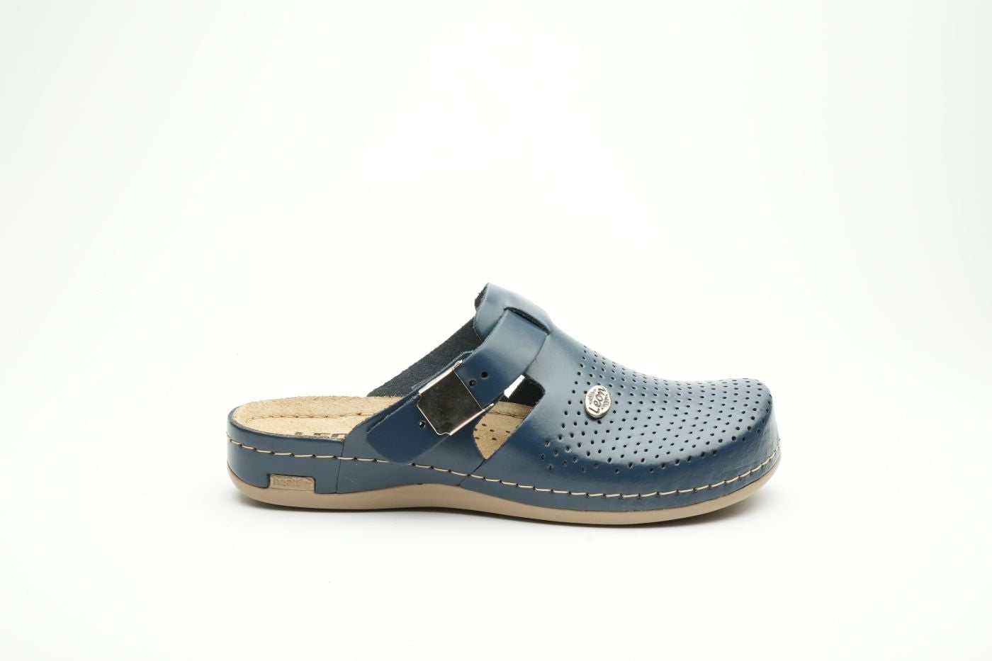 Leona Dam Läder Clogs - Mörkblå