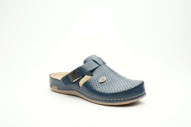 Leona Dam Läder Clogs - Mörkblå