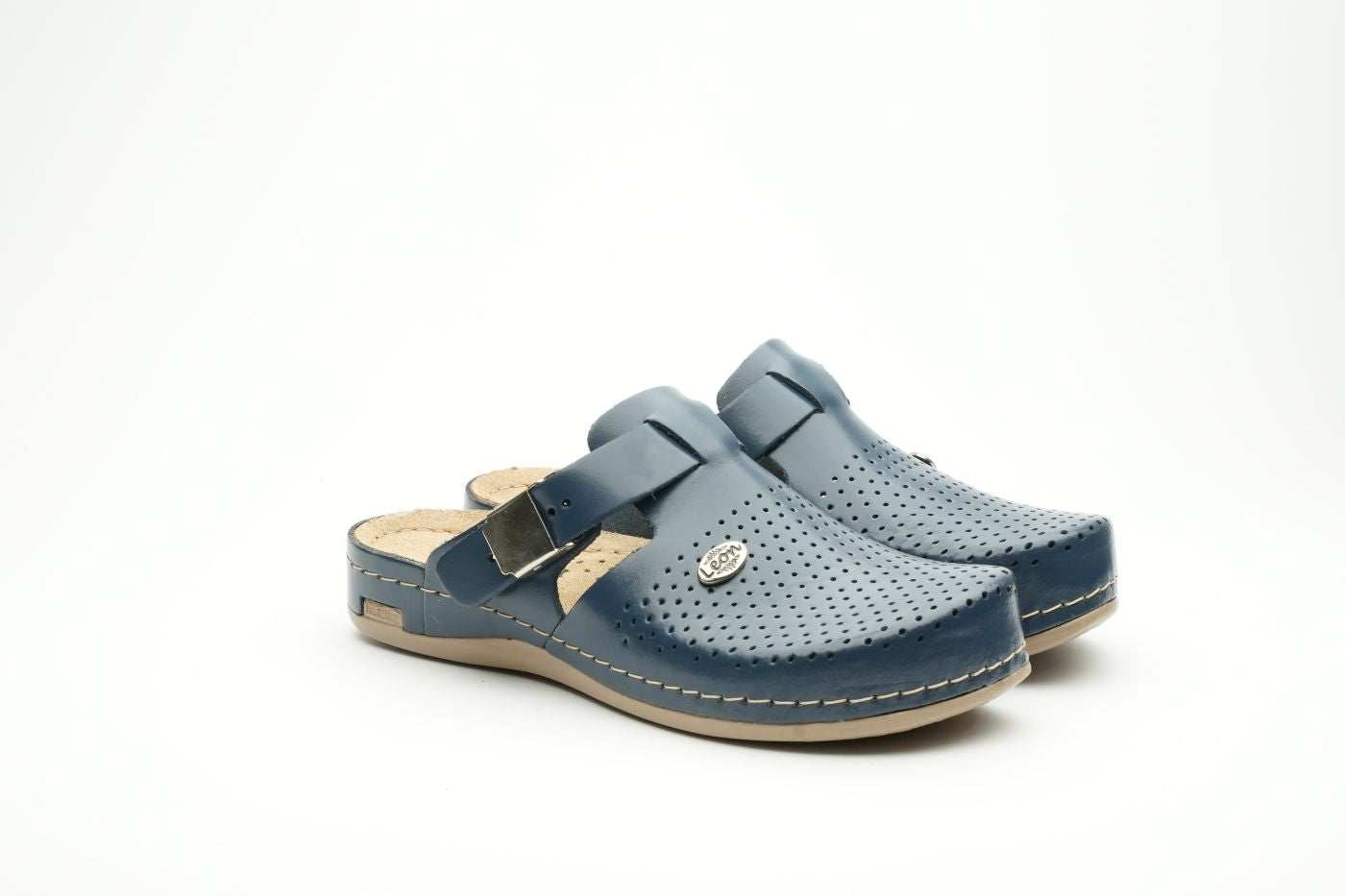 Leona Dam Läder Clogs - Mörkblå