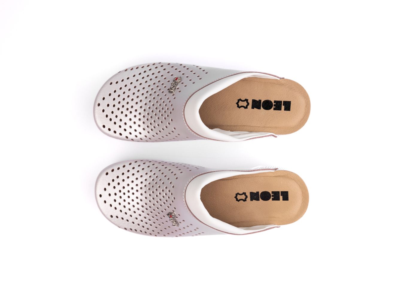 Lätta PU-clogs för damer - pärlemor