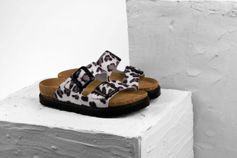 Terra Päls Sandaler - Vit Leopardmönster